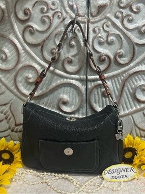 COACH Chelsea Small Turnlock Black Leather Shoulder Bag # 8A38